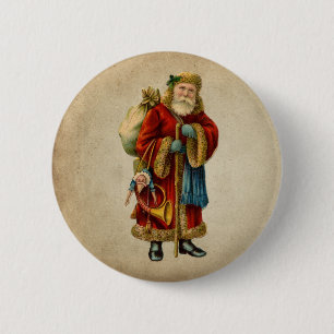 Vintage Christmas Old World Santa Claus Button