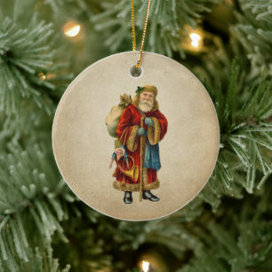 Vintage Christmas Old World Santa Claus Ceramic Ornament