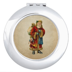Vintage Christmas Old World Santa Claus Compact Mirror