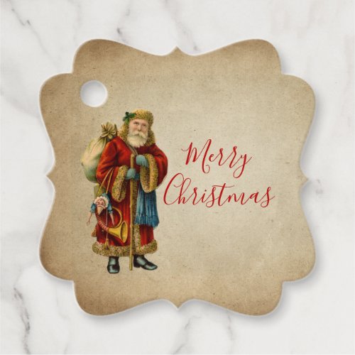 Vintage Christmas Old World Santa Claus Favor Tags