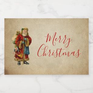 Vintage Christmas Old World Santa Claus Food Label