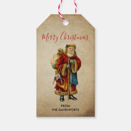 Vintage Christmas Old World Santa Claus Gift Tags