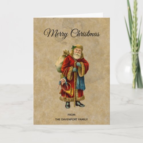 Vintage Christmas Old World Santa Claus Holiday Card