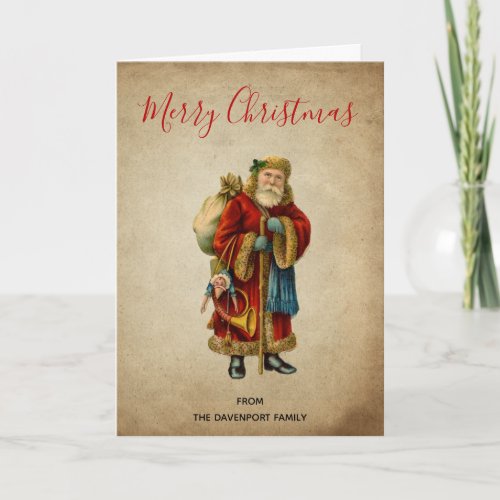 Vintage Christmas Old World Santa Claus Holiday Card