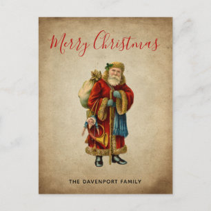 Vintage Christmas Old World Santa Claus Holiday Postcard