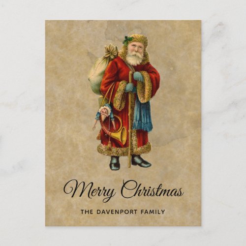 Vintage Christmas Old World Santa Claus Holiday Postcard