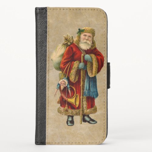 Vintage Christmas Old World Santa Claus iPhone X Wallet Case