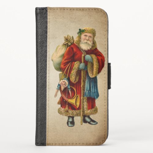 Vintage Christmas Old World Santa Claus iPhone X Wallet Case