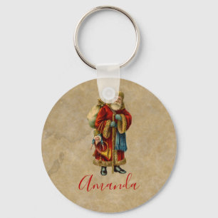 Vintage Christmas Old World Santa Claus Keychain