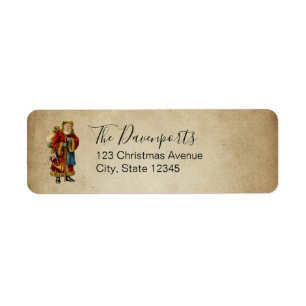 Vintage Christmas Old World Santa Claus Label
