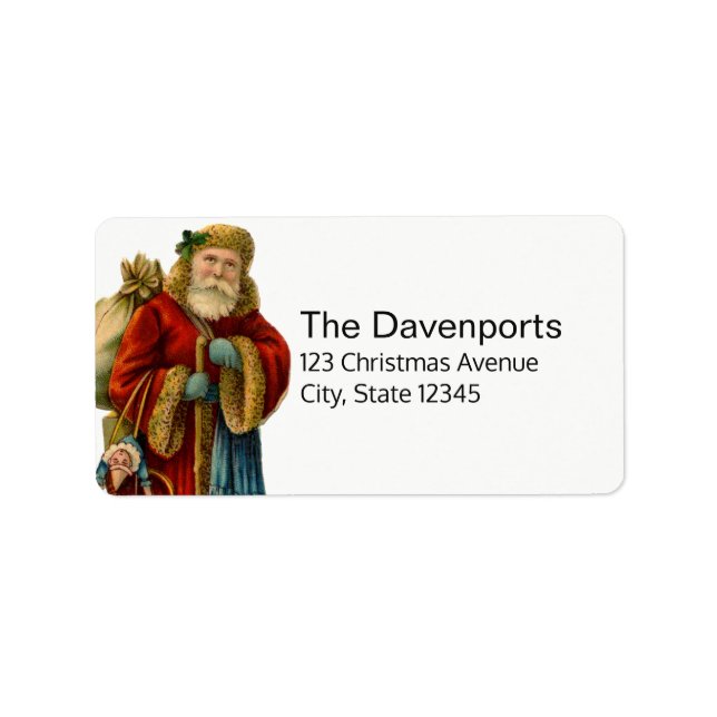 Vintage Christmas Old World Santa Claus Label (Front)