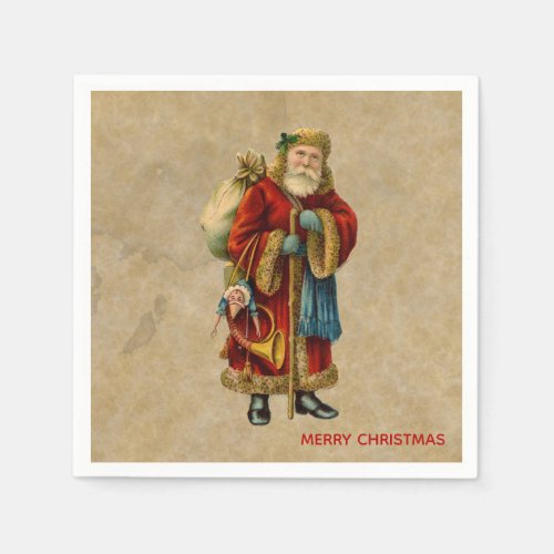 Vintage Christmas Old World Santa Claus Napkins