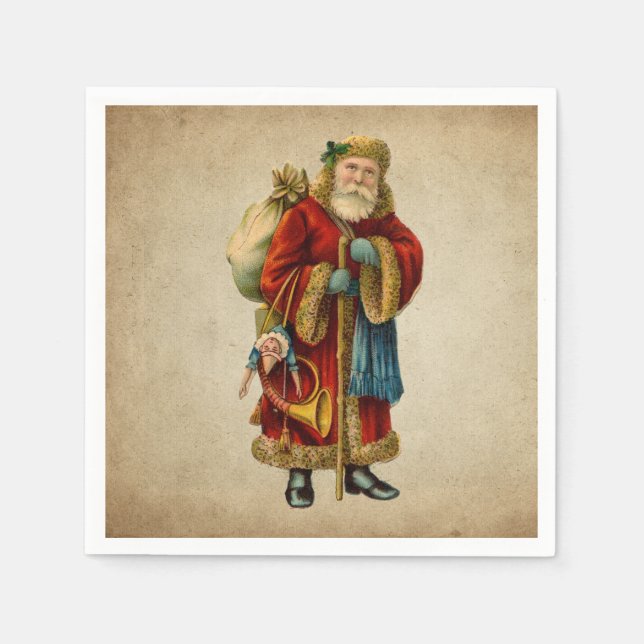 Vintage Christmas Old World Santa Claus Napkins (Front)