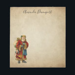 Vintage Christmas Old World Santa Claus Notepad<br><div class="desc">A notepad with a vintage Old World Christmas Santa Claus. Classic old world santa, wearing his famous red coat and carrying a bag full of toys. This old-fashioned Santa, is slim and holds a walking stick for travelling throughout the land gifting toys to all the girls and boys. Old parchment...</div>