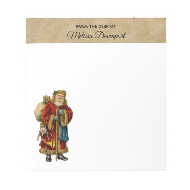 Vintage Christmas Old World Santa Claus Notepad (Front)