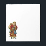 Vintage Christmas Old World Santa Claus Notepad<br><div class="desc">A notepad with a vintage Old World Christmas Santa Claus. Classic old world santa,  wearing his famous red coat and carrying a bag full of toys. This old-fashioned Santa,  is slim and holds a walking stick for travelling throughout the land gifting toys to all the girls and boys.</div>