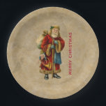 Vintage Christmas Old World Santa Claus Paper Plates<br><div class="desc">Paper plates with a vintage Old World Christmas Santa Claus. Classic old world santa, wearing his famous red coat and carrying a bag full of toys. This old-fashioned Santa, is slim and holds a walking stick for travelling throughout the land gifting toys to all the girls and boys. Old parchment...</div>