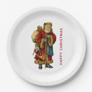 Vintage Christmas Old World Santa Claus Paper Plates