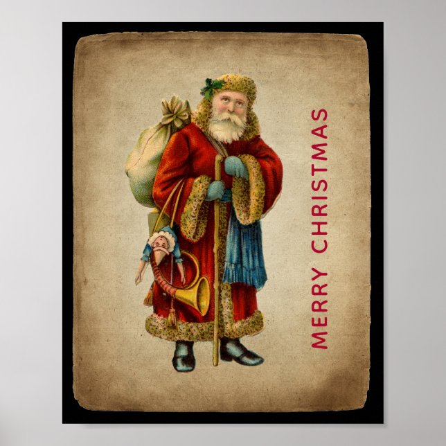 Vintage Christmas Old World Santa Claus Poster (Front)