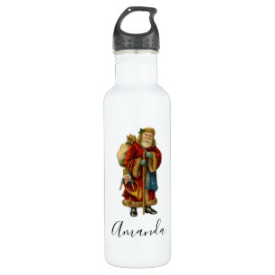 Vintage Christmas Old World Santa Claus Stainless Steel Water Bottle