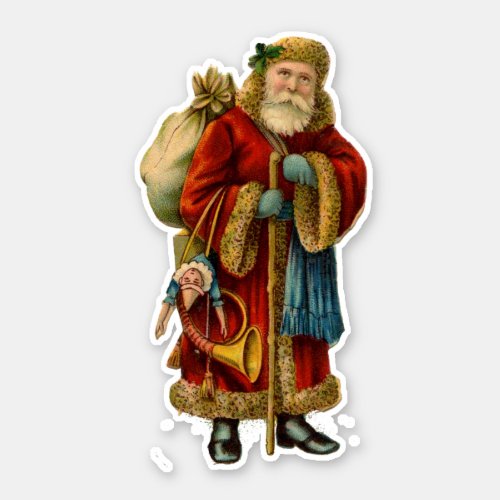 Vintage Christmas Old World Santa Claus Sticker