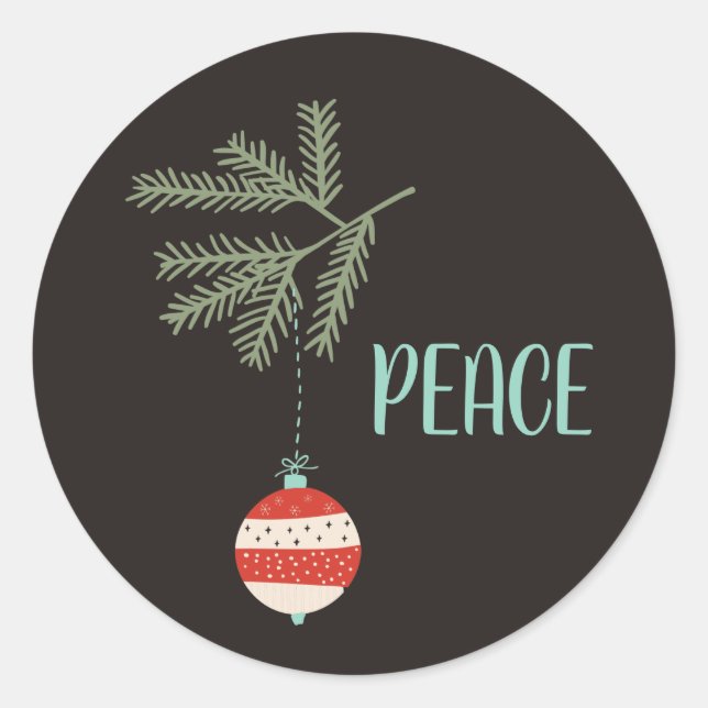 Vintage Christmas Ornament Black Envelope Seals (Front)