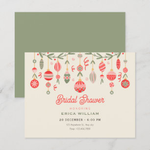Vintage christmas ornament bridal shower invitation
