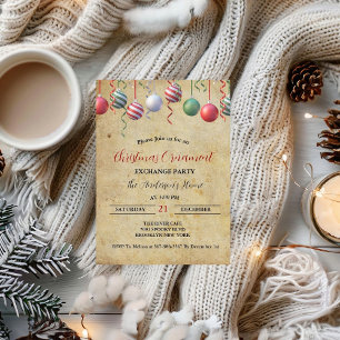 Vintage Christmas Ornament Exchange Holiday party Invitation