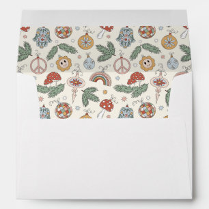 Vintage Christmas Ornaments and Peace Signs Envelope