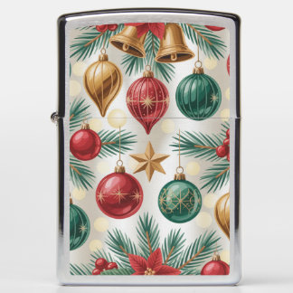 Vintage Christmas Ornaments and Pine Zippo Lighter