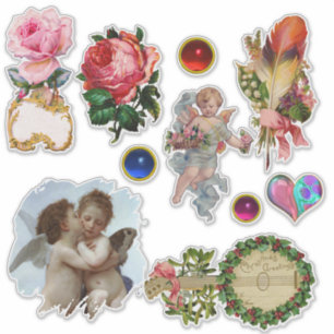 Vintage Christmas Ornaments,Angels ,Roses,Flowers Sticker