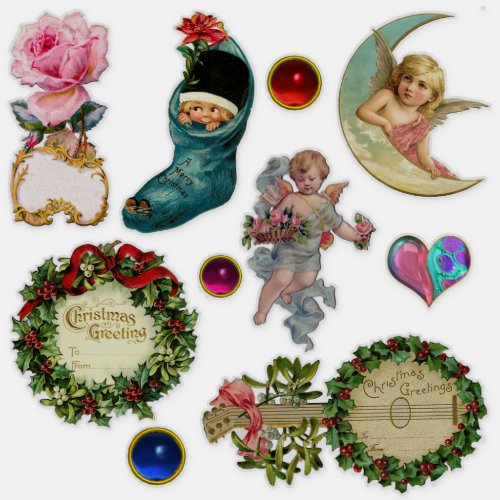 Vintage Christmas OrnamentsAngels StockingsGems Sticker
