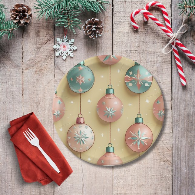 Vintage Christmas Ornaments Holiday Paper Plates (Creator Uploaded)