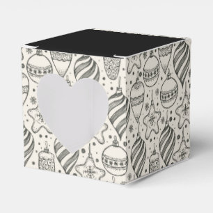 Vintage Christmas Ornaments Holiday Square Heart Favor Boxes