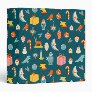 Vintage Christmas Ornaments Pattern 3 Ring Binder