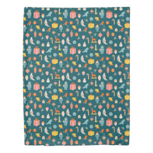 Vintage Christmas Ornaments Pattern Duvet Cover