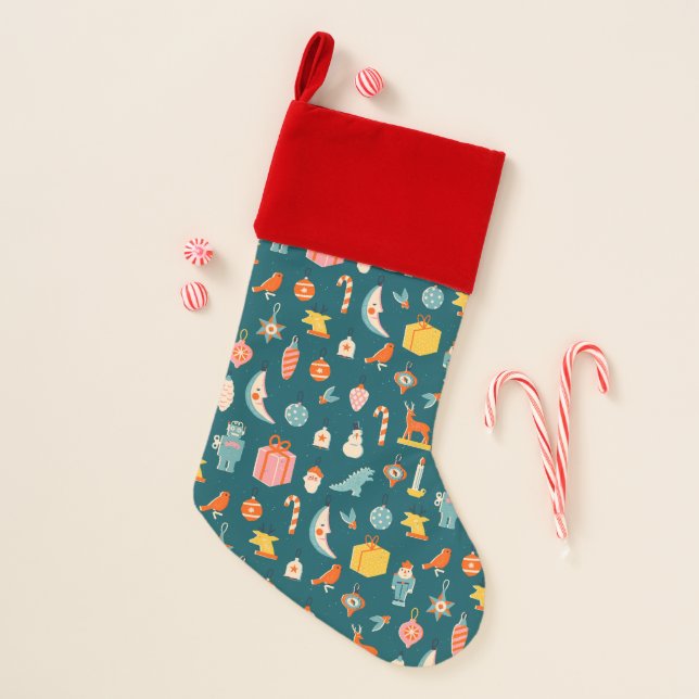 Vintage Christmas Ornaments Pattern Stocking (Front)