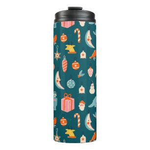 Vintage Christmas Ornaments Pattern Thermal Tumbler