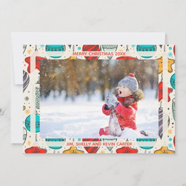 Vintage Christmas Ornaments Photo Holiday Card (Front)