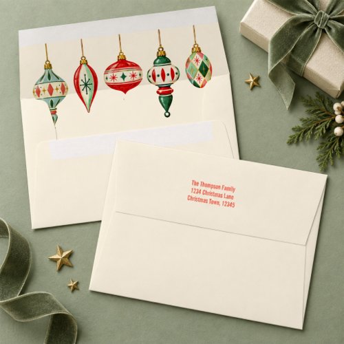 Vintage Christmas Ornaments Return Address Envelope