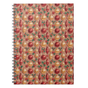 Vintage Christmas Ornaments Seamless Pattern Notebook