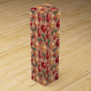 Vintage Christmas Ornaments Seamless Pattern Wine Box