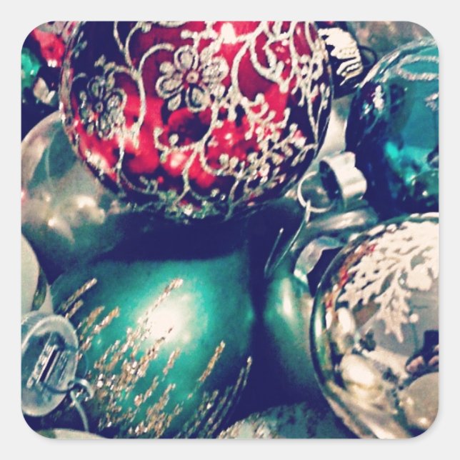 Vintage Christmas Ornaments Square Sticker (Front)
