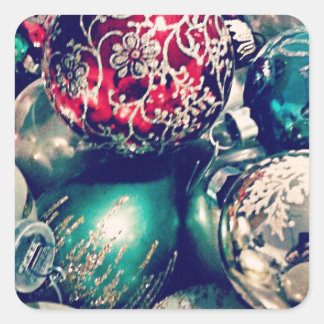 Vintage Christmas Ornaments Square Sticker