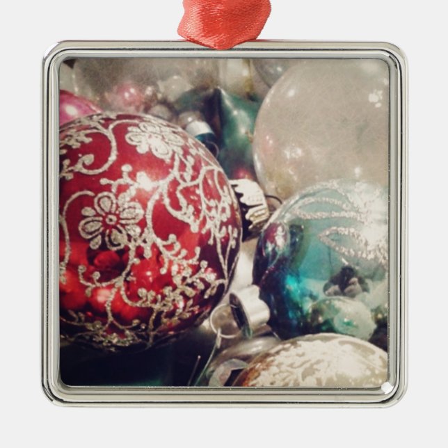 Vintage Christmas ornaments still life (Front)