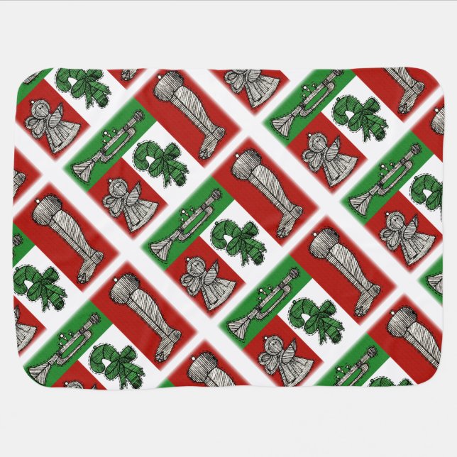 Vintage Christmas Ornaments Stroller Blanket (Horizontal)