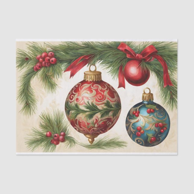Vintage Christmas Ornaments  Tissue Paper (Front)