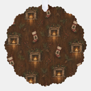 Vintage Christmas OT Card 2 – Fireplace & Stocking