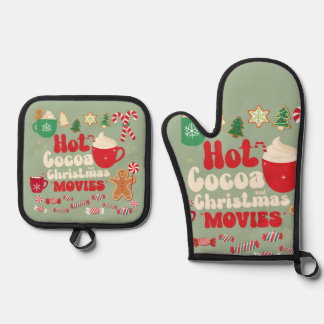 Vintage Christmas Oven Mitt & Pot Holder Set