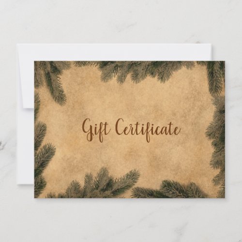 Vintage Christmas Paper Fir Branch Gift Card